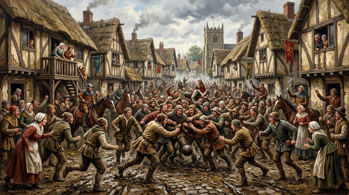 Fútbol medieval de carnaval en Inglaterra
